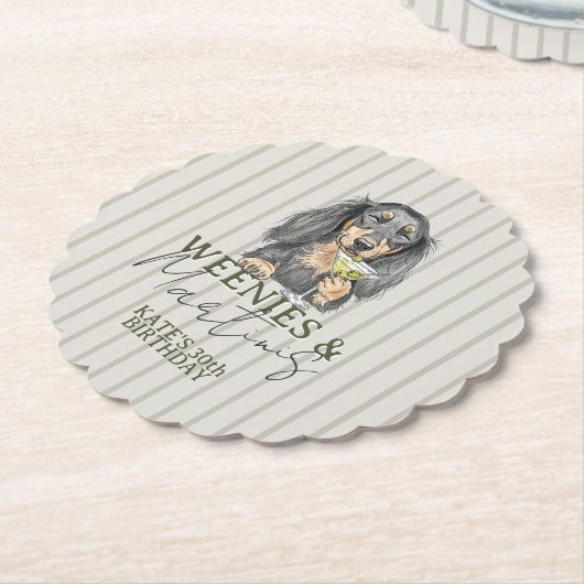 Handgezeichnete Weenys und Martinis-Dackel Untersetzer (angewinkelt)