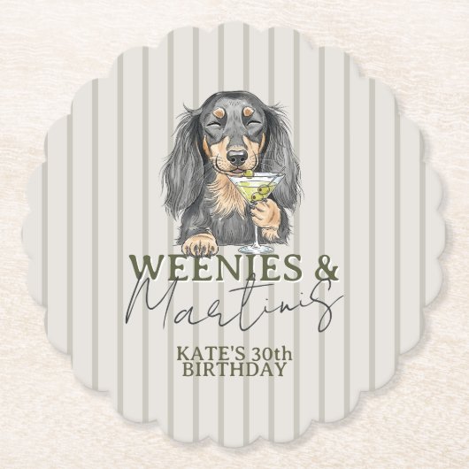 Handgezeichnete Weenys und Martinis-Dackel Untersetzer (Vorderseite)