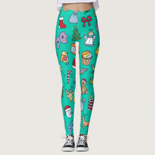 Handgezeichnete Weihnachten: Feierlich nahtlos. Leggings