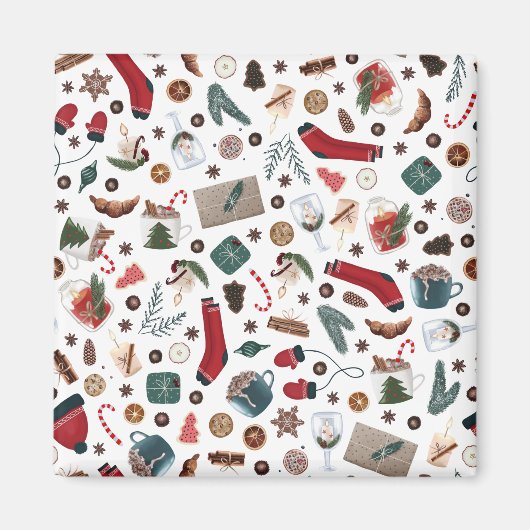 Handgezeichnete Weihnachten Magnet (Vorne)