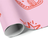 Handgezeichnete Weihnachten Rosa und Rot Geschenkpapier (Rolleneckpunkt)