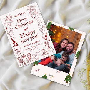 Handgezeichnete Weihnachten und neue Jahreswünsche