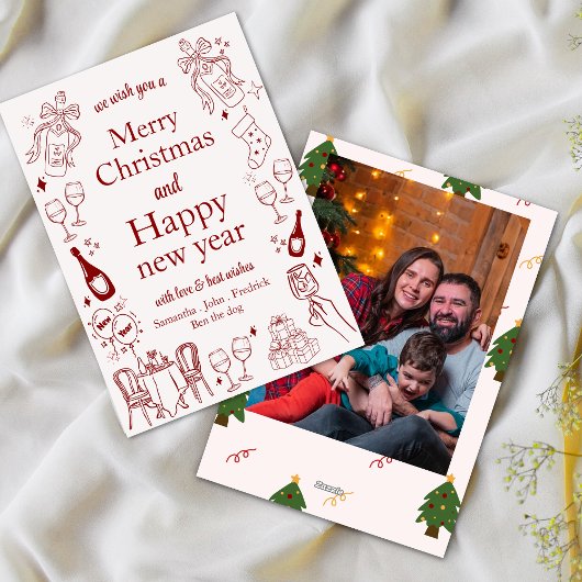 Handgezeichnete Weihnachten und neue Jahreswünsche