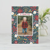 Handgezeichnete Weihnachts-Blumenfotokarte Feiertagskarte (Stehend Vorderseite)