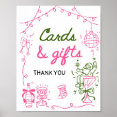 Handgezeichnete Weihnachts-Brautparty-Karten und G Poster (Vorne)