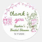 Handgezeichnete Weihnachts-Bridal-Shower Runder Aufkleber (Vorderseite)