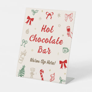 Handgezeichnete Weihnachts-Heiße-Schokolade-Bar Sockelschild