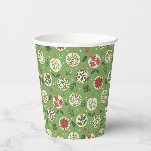 Handgezeichnete Weihnachts-Schmuck-Papierbecher Pappbecher (Vorderseite)