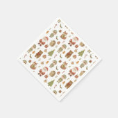 Handgezeichnete Weihnachts-Wald-Napkins Serviette (Ecke)