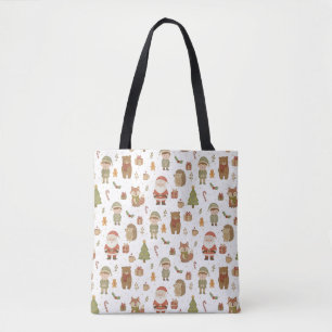 Handgezeichnete Weihnachts-Wald-Tasche Tasche