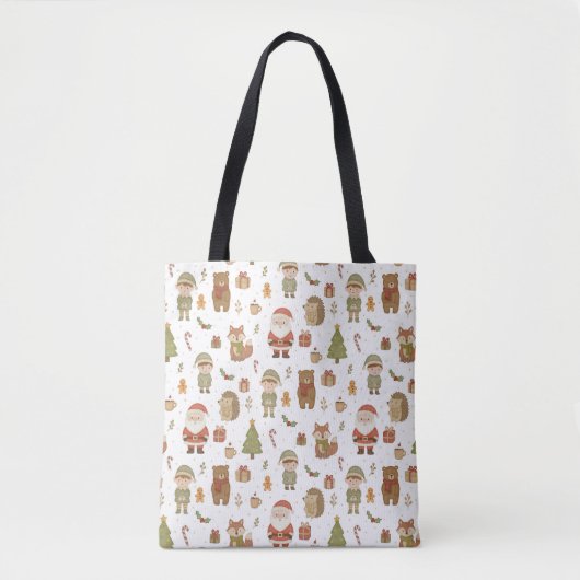 Handgezeichnete Weihnachts-Wald-Tasche Tasche (Vorderseite)