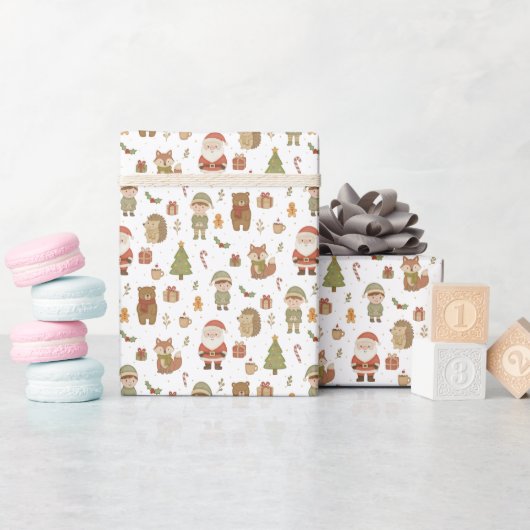 Handgezeichnete Weihnachts-Wald-Wrap-Rolle Geschenkpapier (Babyparty)