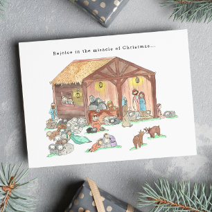 Handgezeichnete Weihnachts-Wasserfarben-Geburtssze Feiertagskarte
