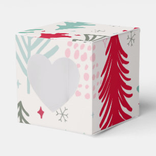 Handgezeichnete Weihnachtsbäume Evergreen Pine Red Geschenkschachtel