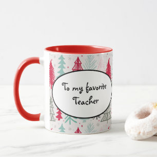 Handgezeichnete Weihnachtsbäume Evergreen Pine Red Tasse
