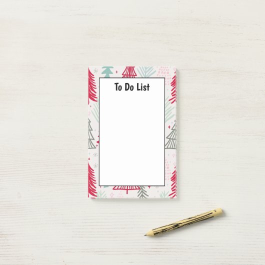 Handgezeichnete Weihnachtsbäume Evergreen zu tun L Post-it Klebezettel (Auf Schreibtisch)