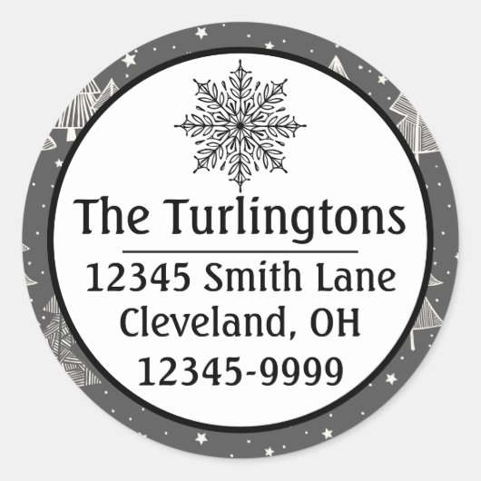 Handgezeichnete Weihnachtsbäume schneit im Chalkbo Runder Aufkleber (Vorderseite)