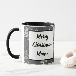 Handgezeichnete Weihnachtsbäume schneit im Chalkbo Tasse