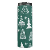 Handgezeichnete Weihnachtsbäume, Wintermuster. Thermosbecher (Rückseite)