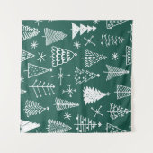 Handgezeichnete Weihnachtsbäume, Wintermuster. Wandteppich (Vorderseite (Horizontal))