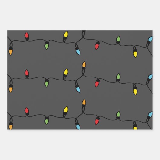 Handgezeichnete Weihnachtsbeleuchtung Geschenkpapier Set (Vorderseite 3)