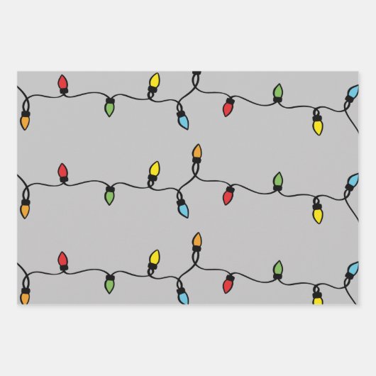 Handgezeichnete Weihnachtsbeleuchtung Geschenkpapier Set (Vorderseite)