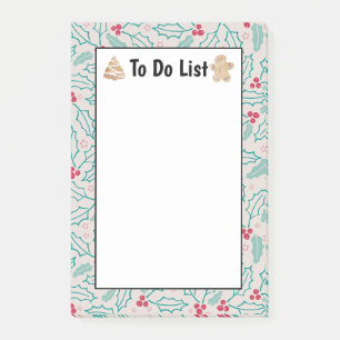 Handgezeichnete Weihnachtsberries Red to Do List Post-it Klebezettel