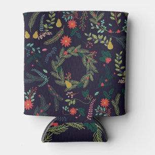Handgezeichnete Weihnachtsblumen: Vintage-Kollekti Dosenkühler
