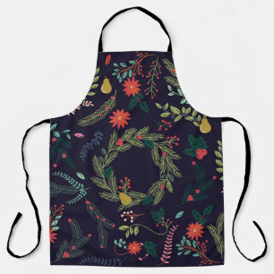 Handgezeichnete Weihnachtsblumen: Vintage-Kollekti Schürze