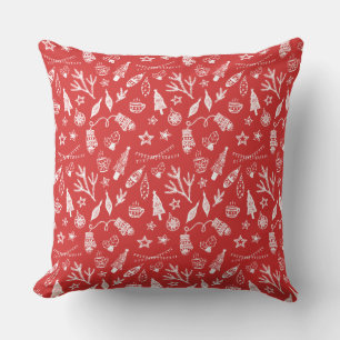 Handgezeichnete Weihnachtsdekorationen Holiday Set Kissen