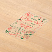 Handgezeichnete Weihnachtsdoodles hässlicher Pullo Acryleinladungen (Ablage )
