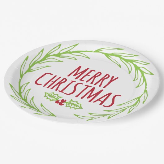 Handgezeichnete Weihnachtsdruckpapier-Teller Pappteller (Schrägansicht)