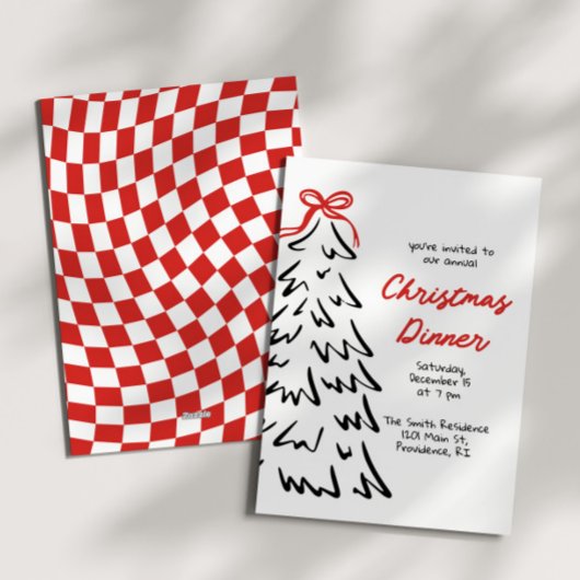 Handgezeichnete Weihnachtsfeier einladen Feiertagskarte