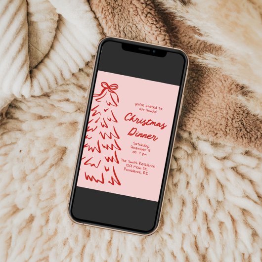 Handgezeichnete Weihnachtsfeier einladen Feiertagskarte