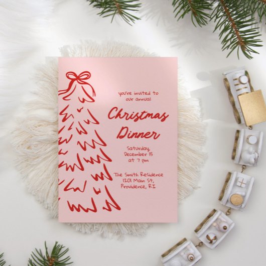 Handgezeichnete Weihnachtsfeier einladen Feiertagskarte