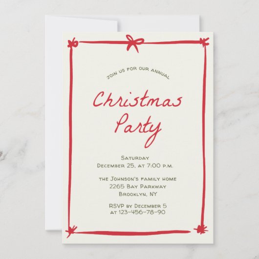 Handgezeichnete Weihnachtsfeier Einladung (Vorderseite)