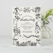 Handgezeichnete Weihnachtsfeier Einladung (Stehend Vorderseite)