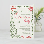 Handgezeichnete Weihnachtsfeier Einladung (Stehend Vorderseite)
