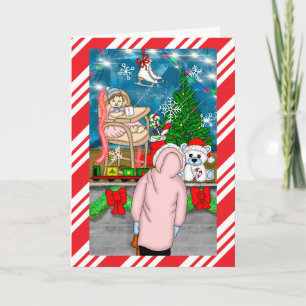 Handgezeichnete Weihnachtsfenster-Festtagskarte Karte