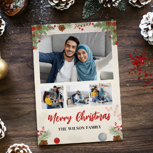 Handgezeichnete Weihnachtsgrüße Vier-Foto-Collage