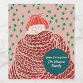 Handgezeichnete Weihnachtsillustrierung Weinetikett (Einzelnes Label)