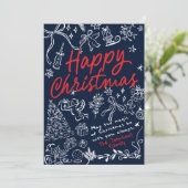 Handgezeichnete Weihnachtskarte der Marine Feiertagskarte (Stehend Vorderseite)