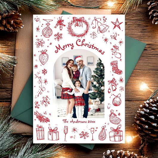 Handgezeichnete Weihnachtskarte Feiertagskarte