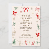 Handgezeichnete Weihnachtskarte mit Foto Einladung (Rückseite)