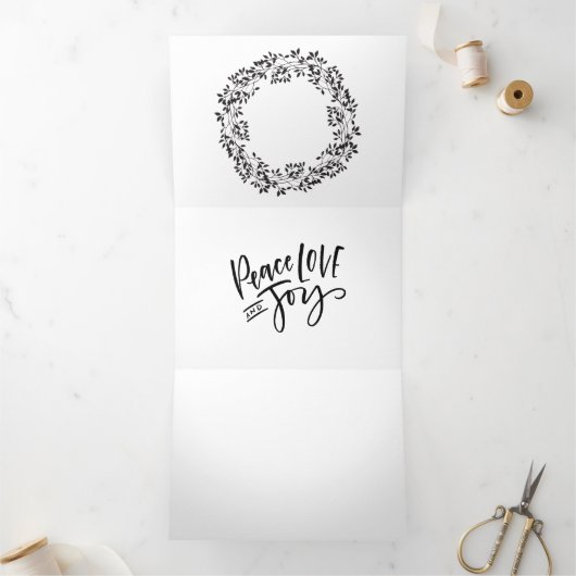 Handgezeichnete Weihnachtsnachtsnacht Dreifach Gefaltete Urlaubskarte (Innenseite)