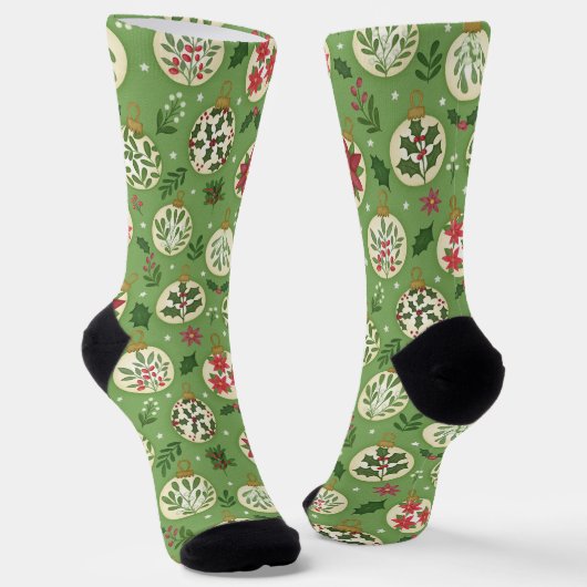 Handgezeichnete Weihnachtsornament Socken (Gewinkelt)