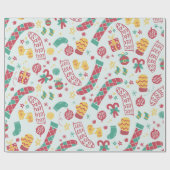 Handgezeichnete Weihnachtssocken Niedliches Weihna Geschenkpapier (Flach)