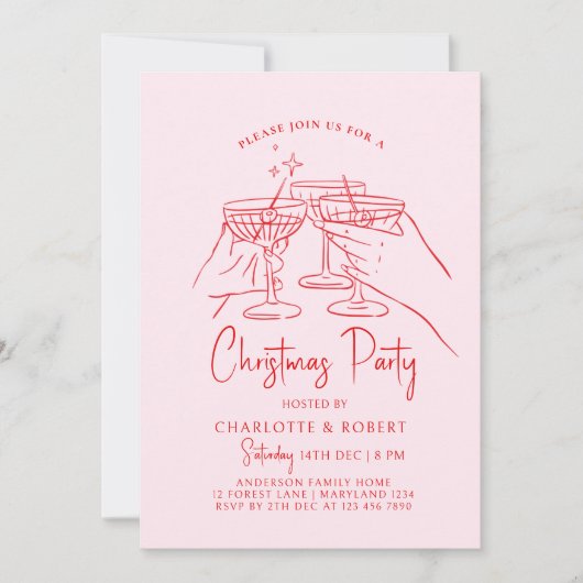 Handgezeichnete Weihnachtszeit-Party Einladung (Vorderseite)