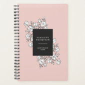 Handgezeichnete weiße Blume Pastellrosa Verabredun Planer (Vorderseite)