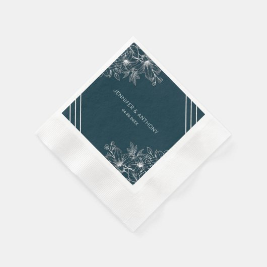 Handgezeichnete weiße Blume Serviette (Ecke)